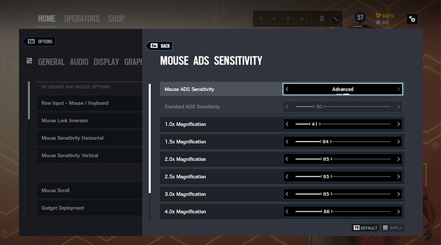 rainbow six siege ads settings