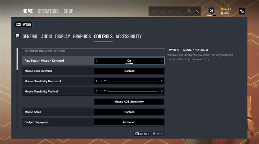 rainbow six siege mouse settings