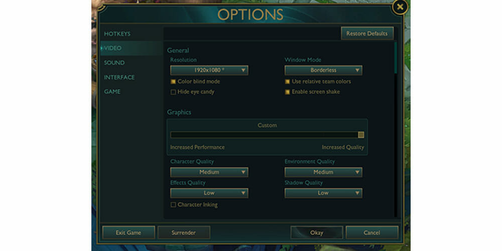 Best settings for league of legends - video settings.