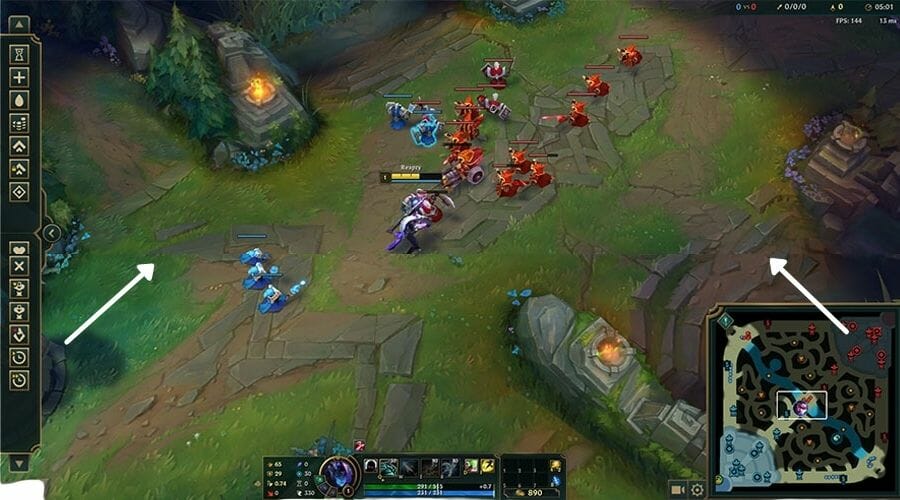 League of Legends screen tearing example.